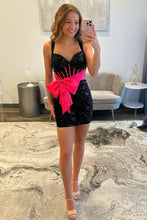 Load image into Gallery viewer, Cute Bodycon Sweetheart Blue Lace Short Homecoming Dress with Bowknot