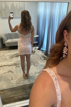 Load image into Gallery viewer, Cute Bodycon Sweetheart Blue Lace Short Homecoming Dress with Bowknot