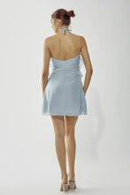 Load image into Gallery viewer, Chic A Line Halter Neck Light Blue Short Homecoming Dress with Appliques
