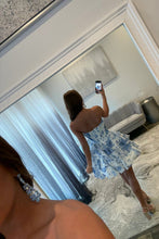 Load image into Gallery viewer, Floral A-Line Sweetheart Short Tiered Homecoming Dress with Lace Detail