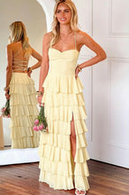 Load image into Gallery viewer, Gorgeous A Line Spaghetti Straps Burgundy Long Prom Dress with Ruffles