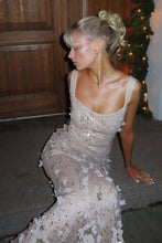 Load image into Gallery viewer, Gorgeous Mermaid Square Neck Pink Long Prom Dress with Flowers