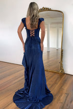 Load image into Gallery viewer, Stylish Glitter Mermaid Lace Up Long Beaded Prom Dress with Ruffles