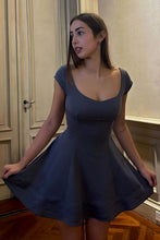 Load image into Gallery viewer, Gray A-Line Lace Up Back Homecoming Dress Short Flowy Mini Dress