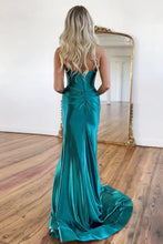 Load image into Gallery viewer, Green Gorgeous Mermaid Sweetheart Satin Prom Dress With Split