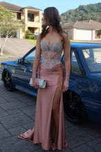Load image into Gallery viewer, Hot Mermaid Strapless Dark Pink Corset Prom Dress with Beading