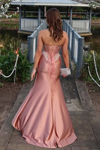 Load image into Gallery viewer, Hot Mermaid Strapless Dark Pink Corset Prom Dress with Beading