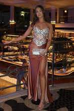 Load image into Gallery viewer, Hot Mermaid Strapless Dark Pink Corset Prom Dress with Beading