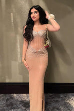 Load image into Gallery viewer, Sparkly Mermaid Sweetheart Champagne Corset Party Dress with Beading
