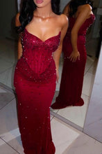 Load image into Gallery viewer, Sparkly Mermaid Sweetheart Champagne Corset Party Dress with Beading
