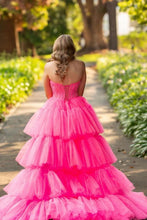 Load image into Gallery viewer, Hot Pin High-Low Sweetheart Sweep Train Ruffle Tulle Prom Dress