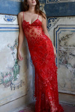 Load image into Gallery viewer, Gorgeous Mermaid Spaghetti Straps Orange Long Prom Dress with Appliques
