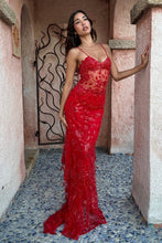 Load image into Gallery viewer, Gorgeous Mermaid Spaghetti Straps Orange Long Prom Dress with Appliques