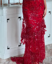 Load image into Gallery viewer, Gorgeous Mermaid Spaghetti Straps Orange Long Prom Dress with Appliques