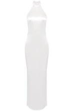 Load image into Gallery viewer, Hot Sheath Halter Neck White Long Party Dress with Pearls Backless