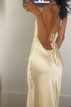 Load image into Gallery viewer, Hot Sheath Spaghetti Straps Light Yellow Long Party Dress with Backless Button
