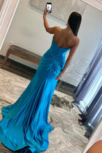 Load image into Gallery viewer, Satin Mermaid Strapless Long Prom Dress With Split