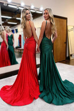 Load image into Gallery viewer, Dark Green Glitter Mermaid Open Back Long Corset Beaded Prom Dress