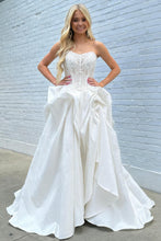Load image into Gallery viewer, Princess A Line Sweetheart Ivory Ball Gown Prom Dress with Lace Corset Bodice
