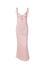 Load image into Gallery viewer, Chic Sheath Spaghetti Straps Pink Long Party Dress with Keyhole