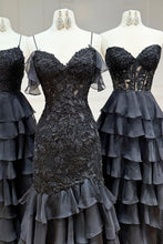 Load image into Gallery viewer, Light Blue A-Line Sweetheart Long Lace And Chiffon Prom Dress With Slit