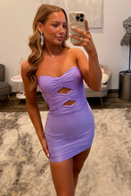 Load image into Gallery viewer, Classic Sheath Sweetheart Lilac Short Homecoming Dress with Keyhole