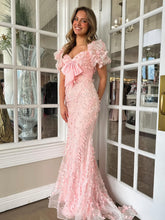 Load image into Gallery viewer, Lovely Light Blue Mermaid Off The Shoulder Long Glitter Prom Party Dress