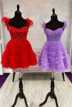 Load image into Gallery viewer, Lovely Light Blue Off The Shoulder Tulle Homecoming Dress