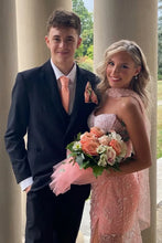 Load image into Gallery viewer, Luxurious Mermaid Strapless Pink Corset Prom Dress with Pearls