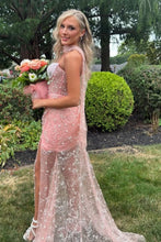 Load image into Gallery viewer, Luxurious Mermaid Strapless Pink Corset Prom Dress with Pearls