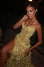 Load image into Gallery viewer, Fashionable Mermaid Sweetheart Yellow Corset Prom Dress with Lace Beading