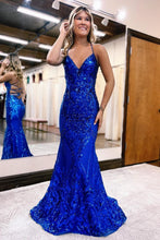 Load image into Gallery viewer, Mermaid V-Neck Sweep Train Prom Dress With Sequin