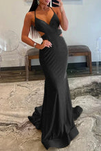 Load image into Gallery viewer, Yellow Mermaid Cutout Waist Lace Up Corset Long Beaded Prom Dress