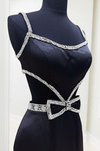 Load image into Gallery viewer, Mermaid Spaghetti Straps Cutout Waist Long Satin Prom Dress With Beading