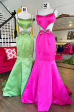 Load image into Gallery viewer, Mermaid Spaghetti Straps Cutout Waist Long Satin Prom Dress With Beading