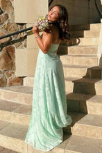 Load image into Gallery viewer, Beautiful A Line Sweetheart Mint Green Long Prom Dress with Split Front