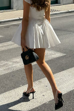 Load image into Gallery viewer, Modern White Fit and Flare Homecoming Dress with Deep V Corset Bodice