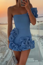 Load image into Gallery viewer, Stylish Bodycon One Shoulder Mini Graduation Dress with Ruffles