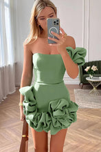 Load image into Gallery viewer, Stylish Bodycon One Shoulder Mini Graduation Dress with Ruffles