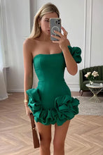 Load image into Gallery viewer, Stylish Bodycon One Shoulder Mini Graduation Dress with Ruffles
