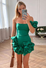 Load image into Gallery viewer, Stylish Bodycon One Shoulder Mini Graduation Dress with Ruffles
