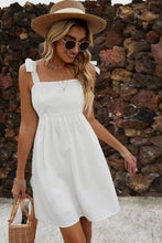 Load image into Gallery viewer, White A-Line Shoulder Tie Straps Mini Graduation Dress