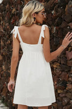 Load image into Gallery viewer, White A-Line Shoulder Tie Straps Mini Graduation Dress
