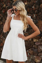 Load image into Gallery viewer, White A-Line Shoulder Tie Straps Mini Graduation Dress