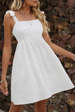 Load image into Gallery viewer, White A-Line Shoulder Tie Straps Mini Graduation Dress