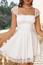 Load image into Gallery viewer, Square Neck Cap Sleeves Soft White Mini Graduation Dress