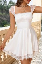 Load image into Gallery viewer, Square Neck Cap Sleeves Soft White Mini Graduation Dress