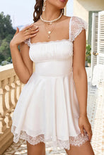 Load image into Gallery viewer, Square Neck Cap Sleeves Soft White Mini Graduation Dress