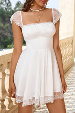 Load image into Gallery viewer, Square Neck Cap Sleeves Soft White Mini Graduation Dress