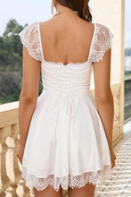 Load image into Gallery viewer, Square Neck Cap Sleeves Soft White Mini Graduation Dress